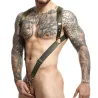 MOB Eroticwear Harnais élastique et Cockring Straight Back Vert Kaki